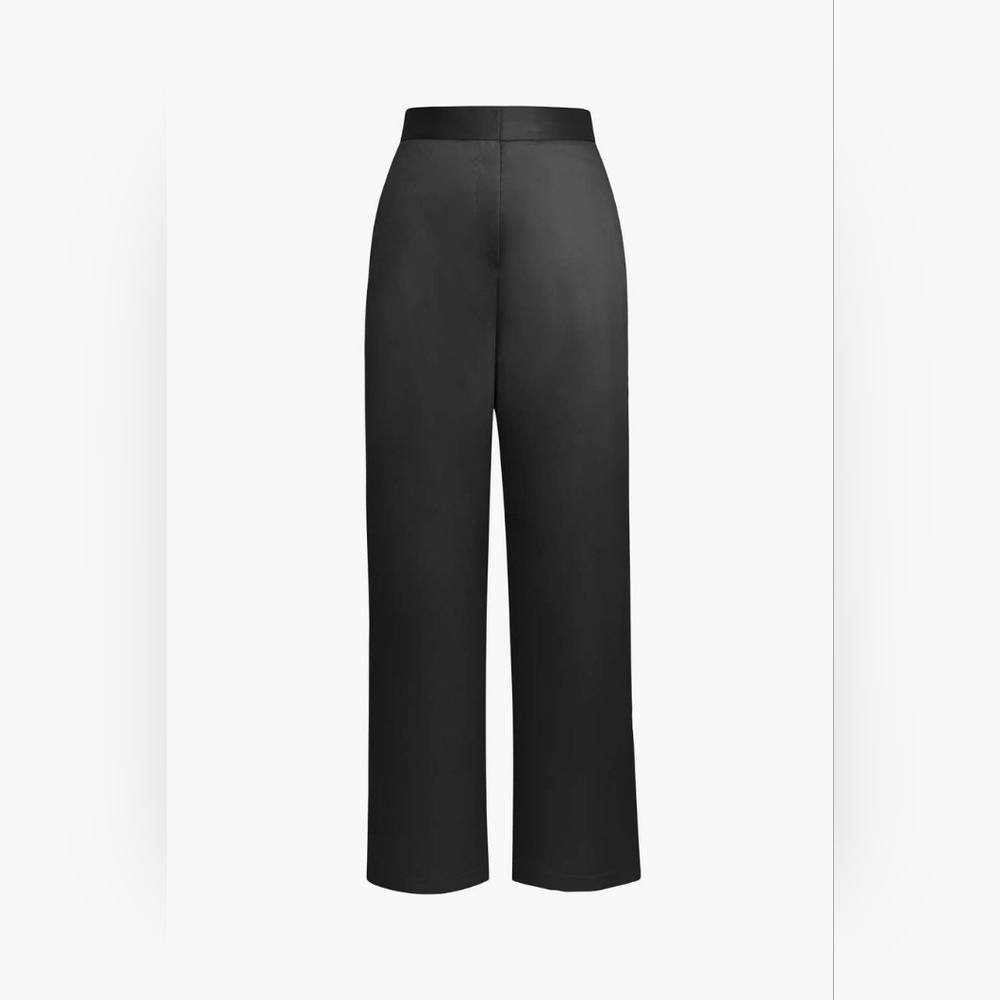 High Waisted Straight Leg Satin Pants